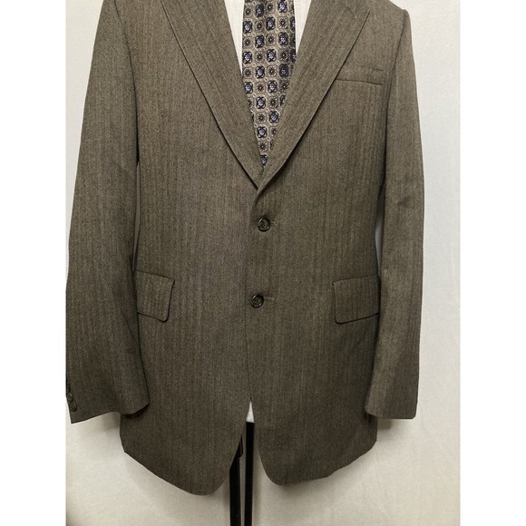 Mens Sport Coat Blazer Suit Jacket 39R 43" Brown Herringbone 2 Button Wool USA* - Picture 7 of 12